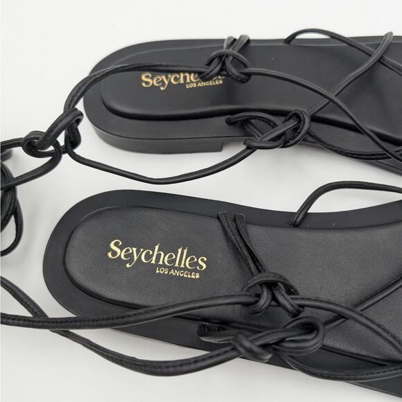 Seychelles Lilac Two Ankle Wrap Flat Sandal Women's Black Size US11 EU42 - Picture 10 of 11